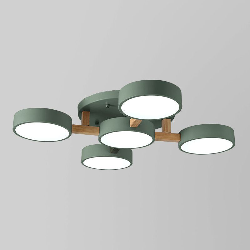 Nordic Round Ceiling Light Colorful Multi Light Flush Mount Light for Bedroom