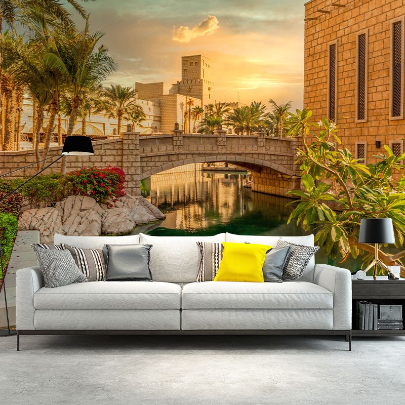 Construction Mural Wallpaper Mildew Resistant Modern Style Living Room Decoration