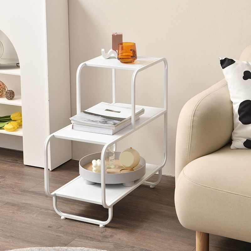 24.4" Tall Rectangle Top Side Table Iron Sled End Table with Shelves