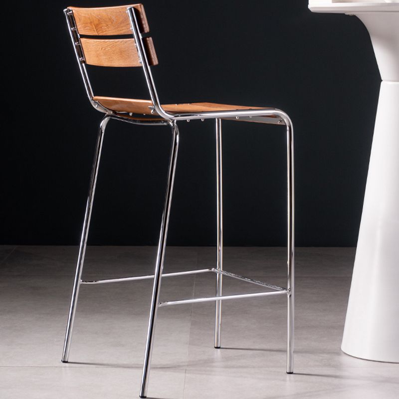 Contemporary Low Back Armless Bar Stools with Silver Metal Base