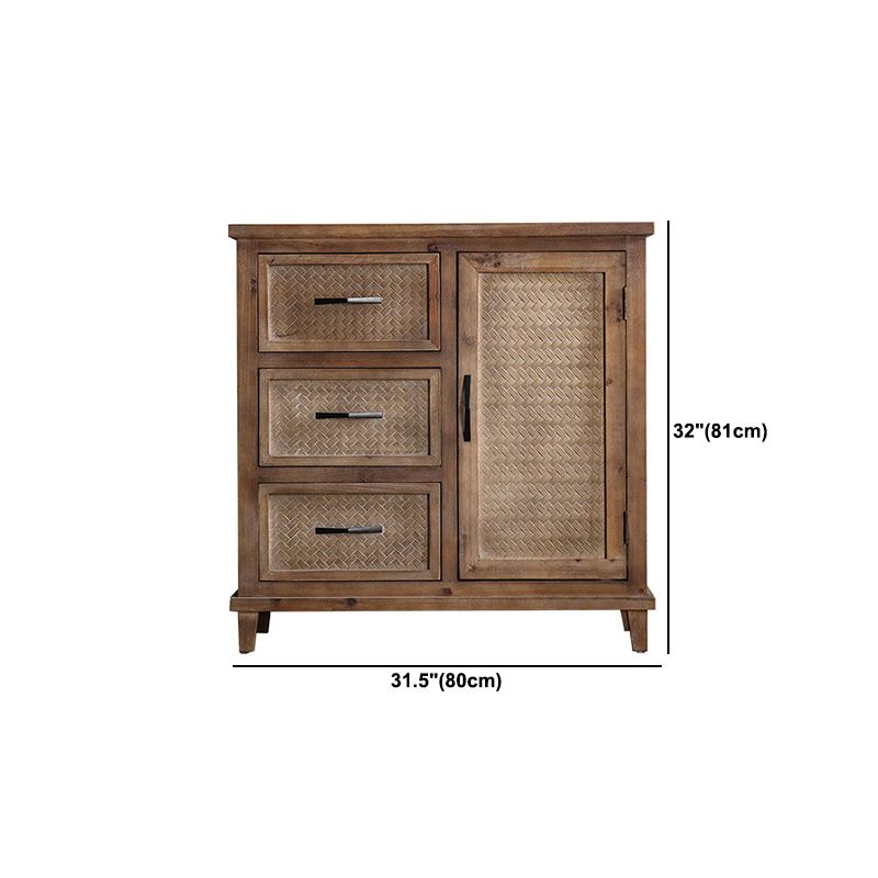 Industrial Wooden Cabinet with Doors and Drawers Distressed Wood Cabinet