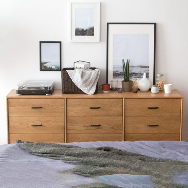 Modern Dresser Solid Wood Storage Chest Dresser with 9 Drawers