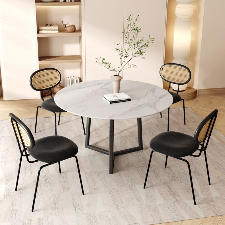 Modern Simple Side Chair Upholstered Dining Chair with Metal Base for Kitchen