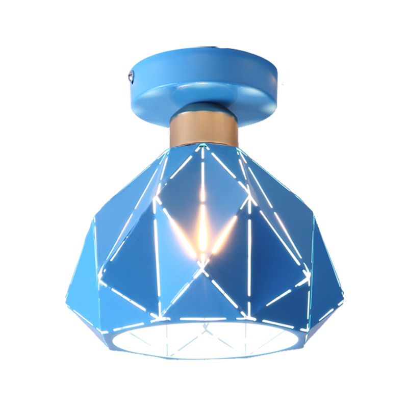 Plafonnier encastré en métal et diamant, style nordique, 1 gris clair/bleu/or, luminaire encastré pour porche