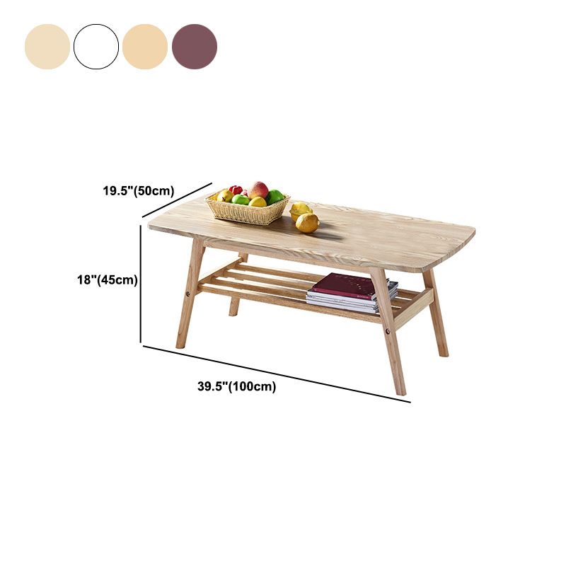 4 Legs 1 Coffee Table Modern Rectangular Solid Wood Coffee Table
