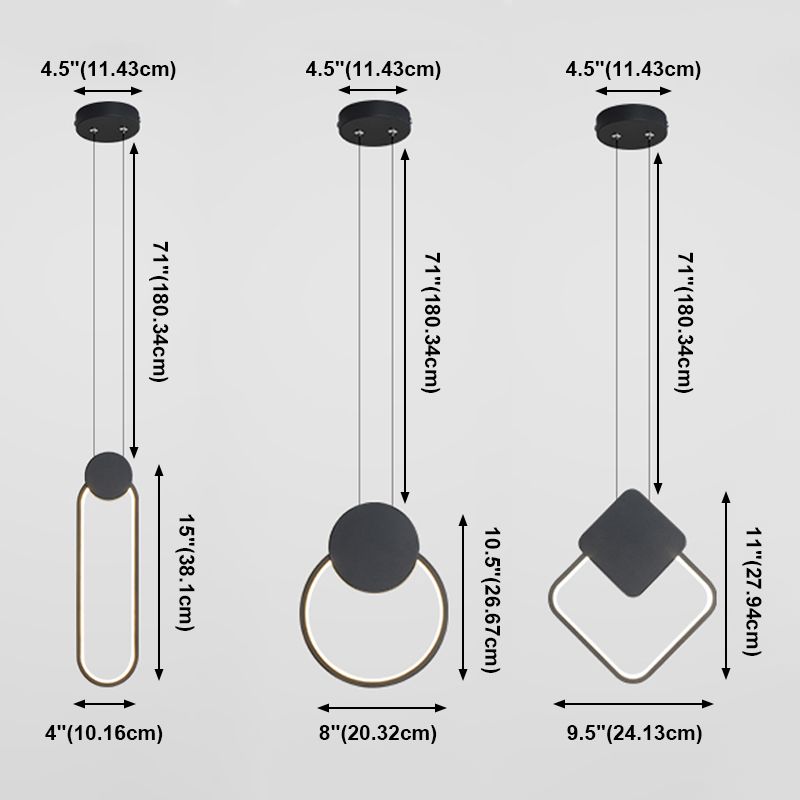 Anneau de plafond suspendu Light Modern Pendant Lighting Metal Orb Chandelier en finition noire