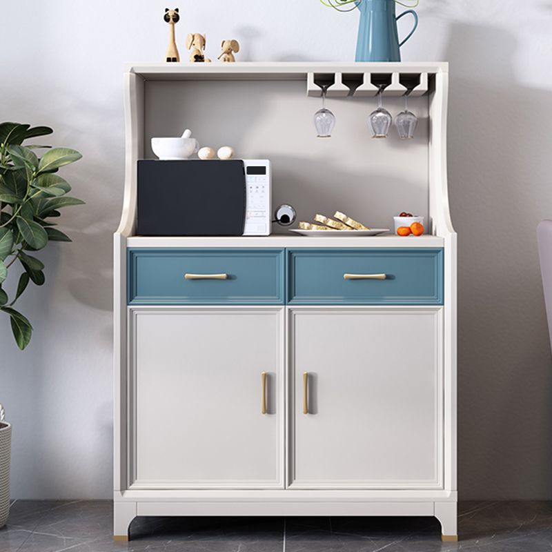 Modern Style Buffet Table Solid Wood 49.6"H Side Board with Cabinets and Drawers