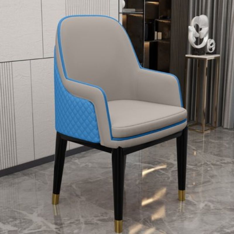 Glam Style Parsons Arm Chair Leather Dining Chair for Living Room