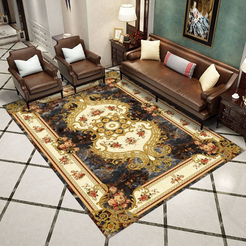 Modern Floral Printed Rug Multi Color Polypropylene Indoor Rug Non-Slip Backing Easy Care Area Carpet for Room