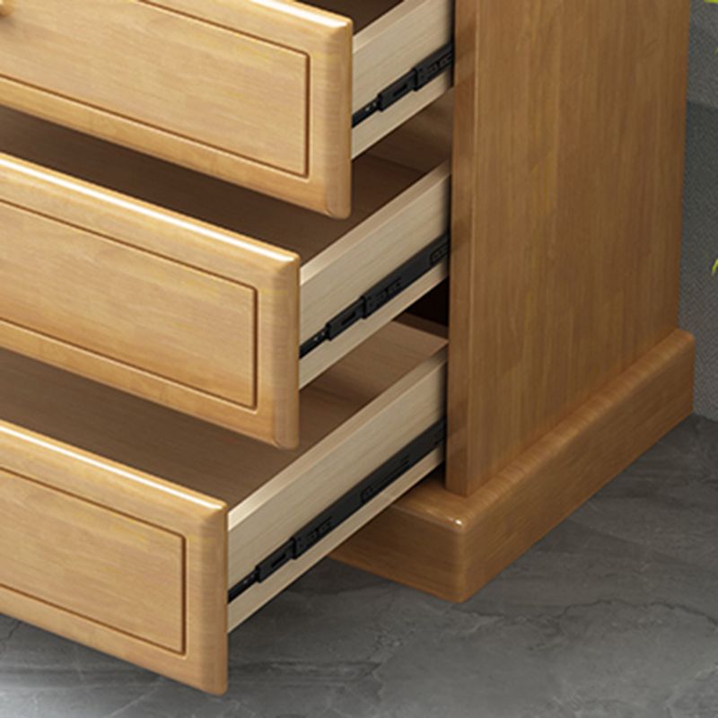Modern Rectangle Brown Cabinet Knobs Wood Side Cabinet with Drawer