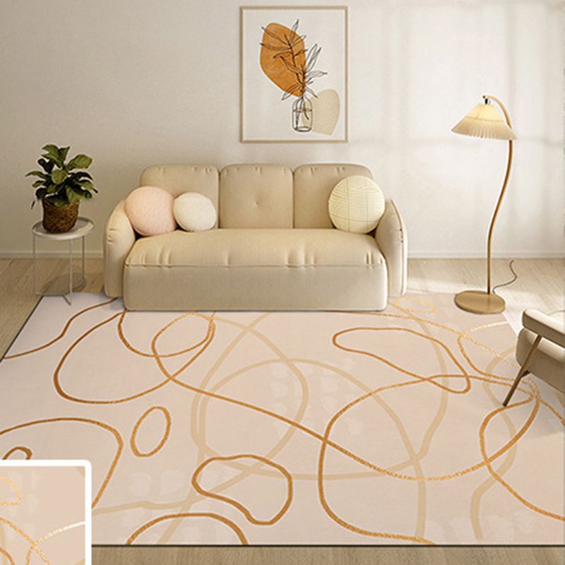 Dark Brown Modern Rug Polyester Contrast Color Rug Washable Rug for Living Room