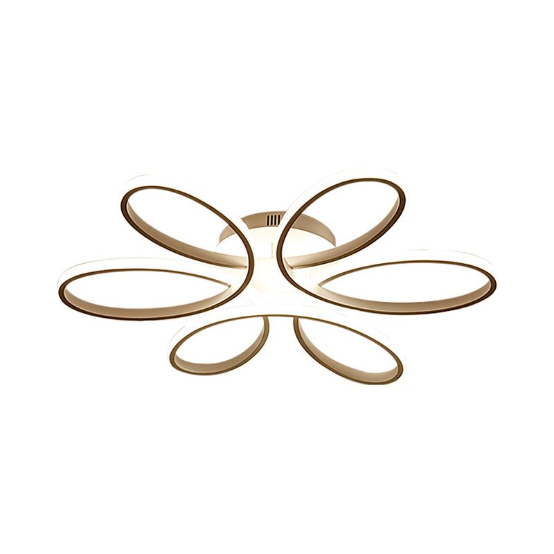 Blooming Flower Hotel Ceiling Light Fixture Metal Modernist LED Semi Flush Mount in Warm/White Light, 23"/29" Wide