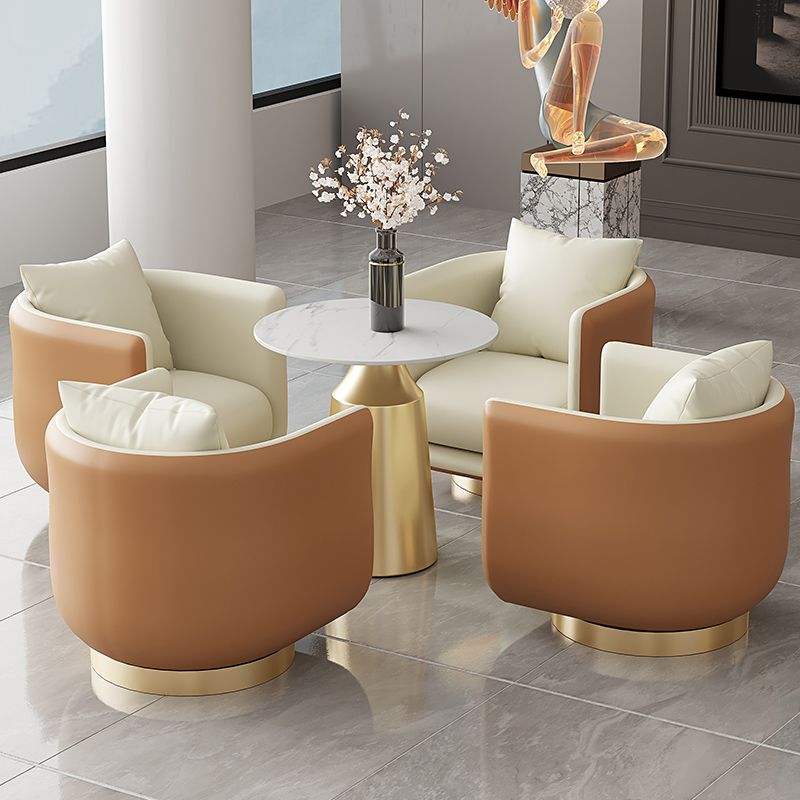 Faux Leather Barrel Chair 29.52" Wide Arms Included Barrel Accent Chair