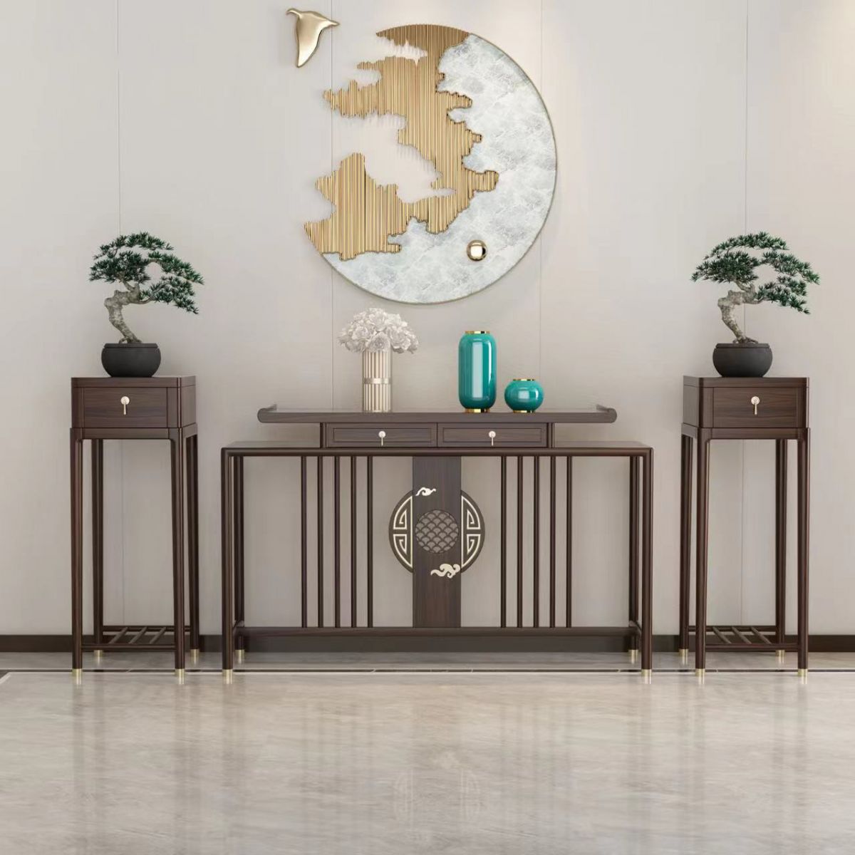 Rectangle Shape Contemporary Console Table Dark Brown Console Sofa Table