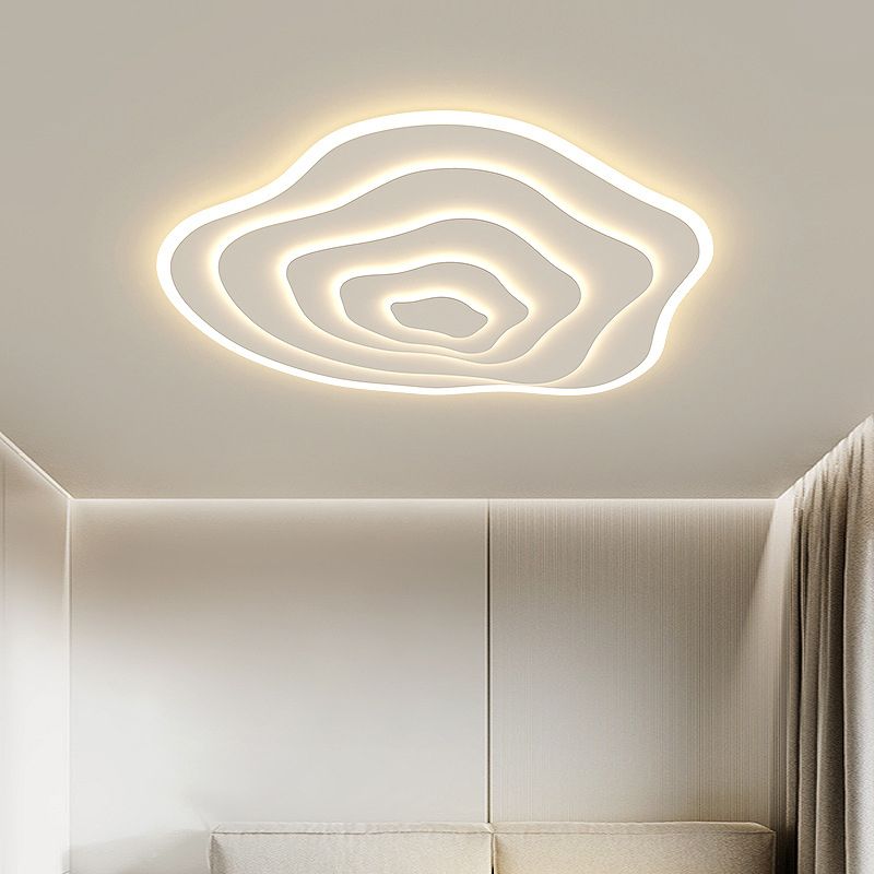Single White LED Flush Mount Lighting Modern Unique Ceiling Light for Bedroom