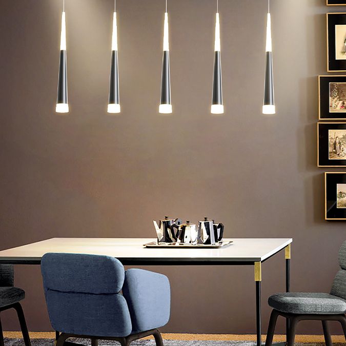 New Modern Metal Island Lighting Fixture LED Linear Chandelier Lights for Dining Room