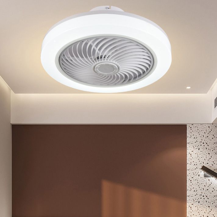 Weiße kreisförmige LED -Deckenlicht in moderner Einfachheit Schmiedeeisendecken -Deckenventilatoren mit Acrylschatten