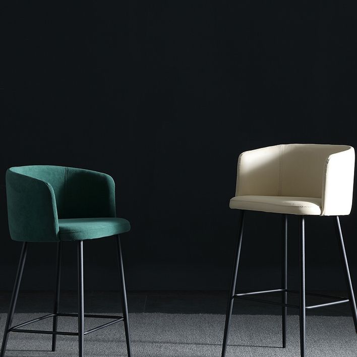 Modern Bar Stool Leather Backrest Bar Stools for Dining Room with Metal Legs