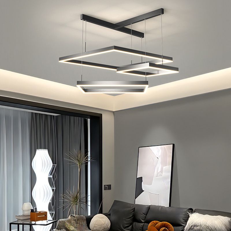 Luz de lámpara LED de estilo moderno de lámpara de lámpara de aluminio múltiples niveles de suspensión Luz