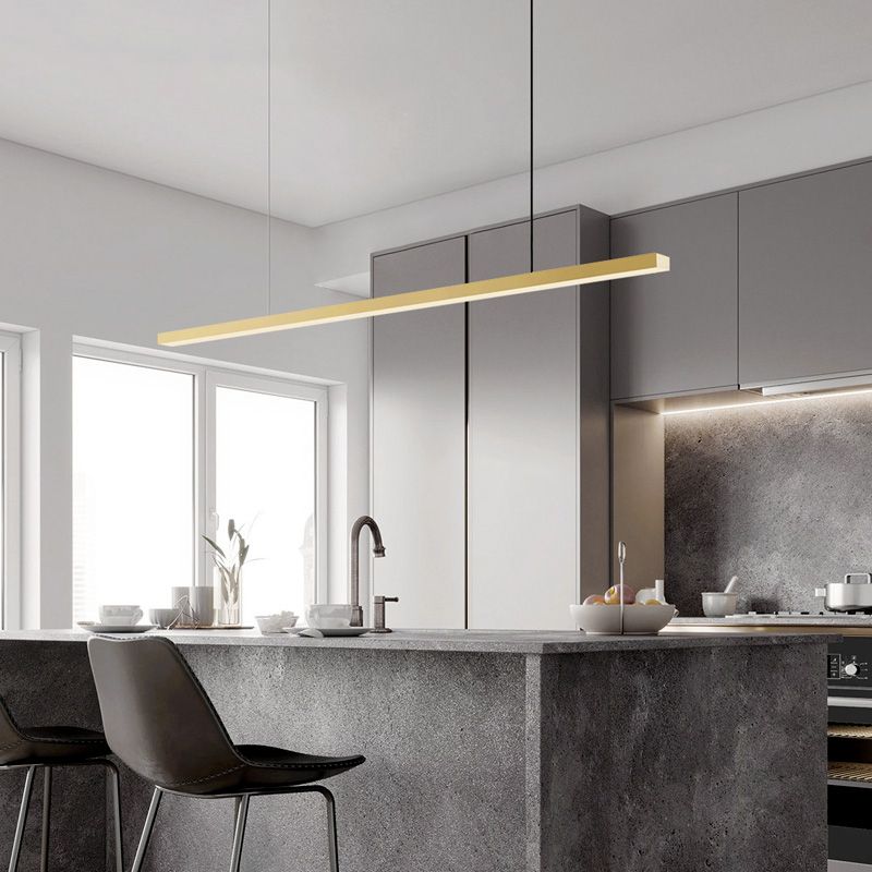 Luz de colgante de cocina contemporánea lineal lámpara de lámpara de metal 1 luz