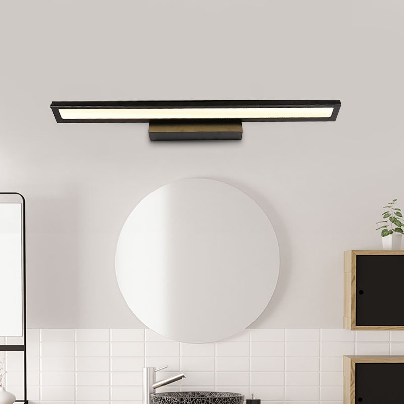 Modernist Elongated Vanity Lighting Ideas Metal LED Bathroom Wall Sconce in Black/Silver, 16"/23.5" L