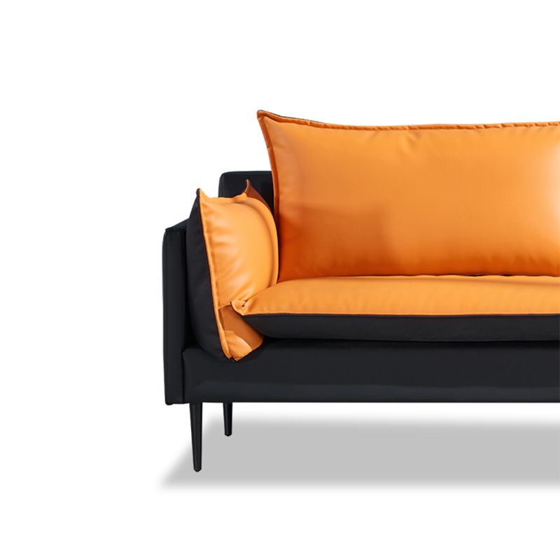 Faux Leather Sofa 33.46" D x 33.46" H Square Arm Sofa for Living Room