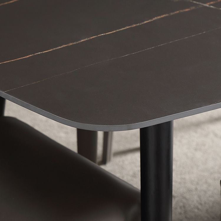 Modern Wood Legs Dinette Set 1/4/6/7 Pieces Rectangle Indoor Dining Table Set in Black