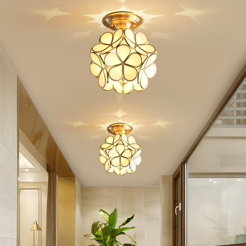 Ceiling Mounted Fixture Minimalist Style Shaded Glass Close to Ceiling Lighting Fixture