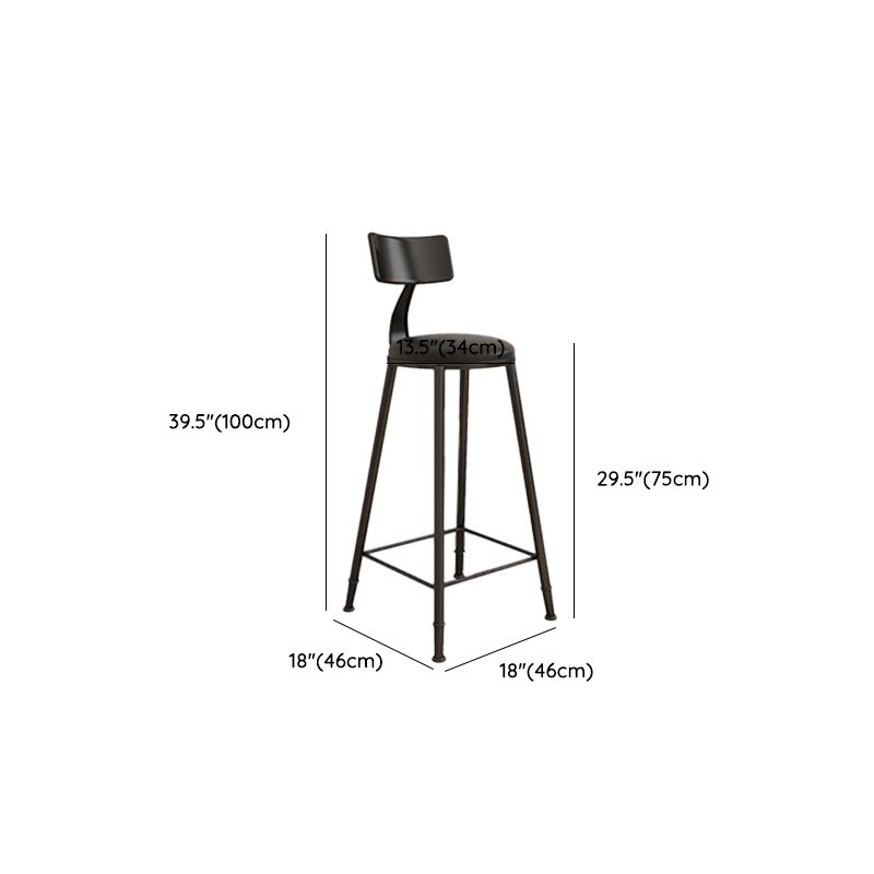Contemporary Round Dining Stools Metal Barstools with Footrest