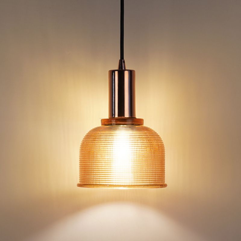 Dôme suspendu modernisme ambre / verre transparent 1 ampoule salon pendant éclairage