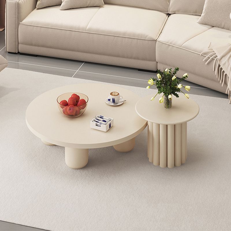 Modern Artificial Wood Coffee or End Table Round Coffee Table in Beige