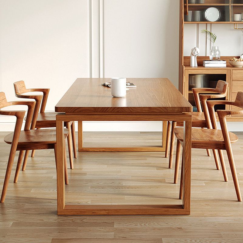 Glam Dining Wood Table Rectangle Table with Wooden Legs for Home Use