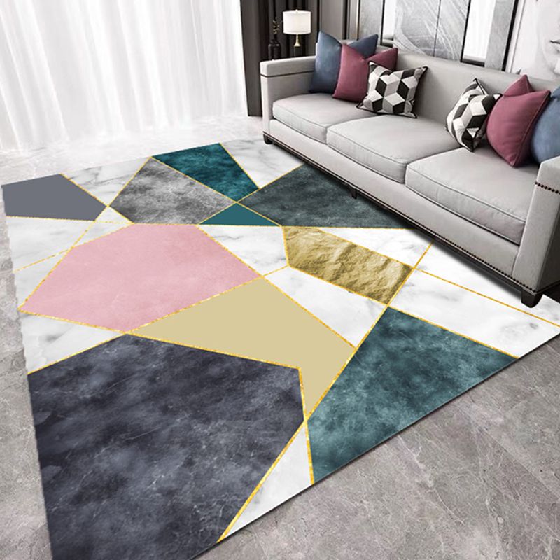 Simplicity Modern Indoor Rug Stylish Marble Print Rug Anti-Slip Backing Carpet for Home Decoration