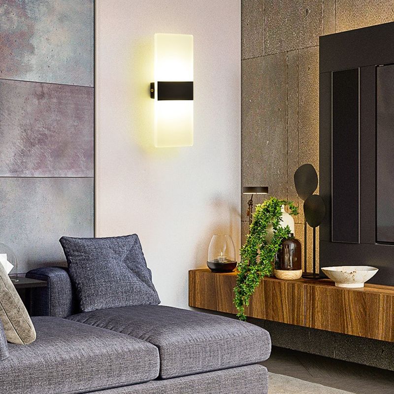 Rectangular Shape Wall Lamp Modern Style Acrylic 1-Light Wall Light for Living Room