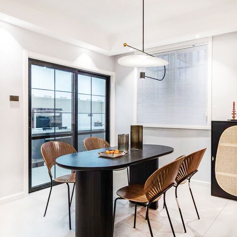 Oval Dining Table Contemporary Dining Table with Sled Base in Black