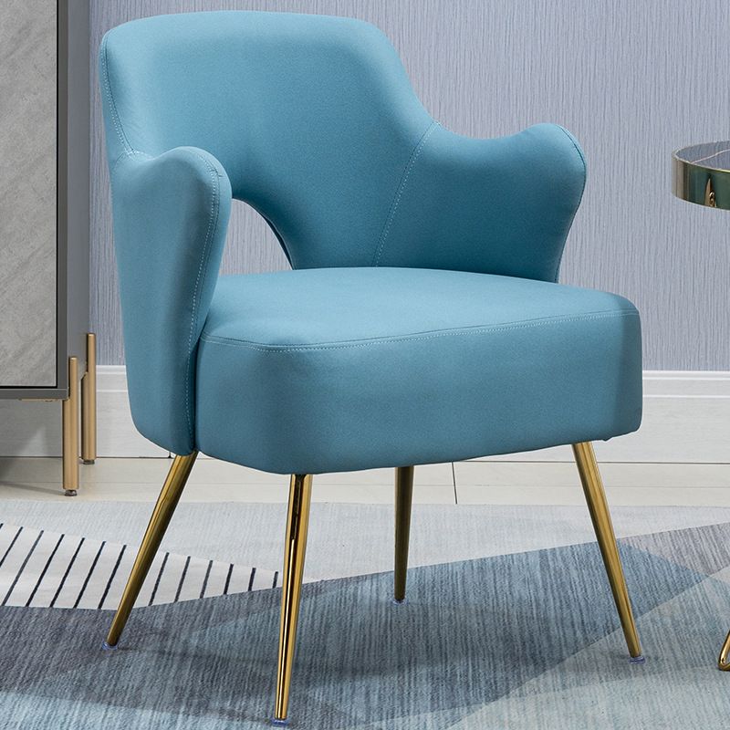 Nordic Fabric Arms Included with Goldtone Legs Fixed Back Accent Armchair