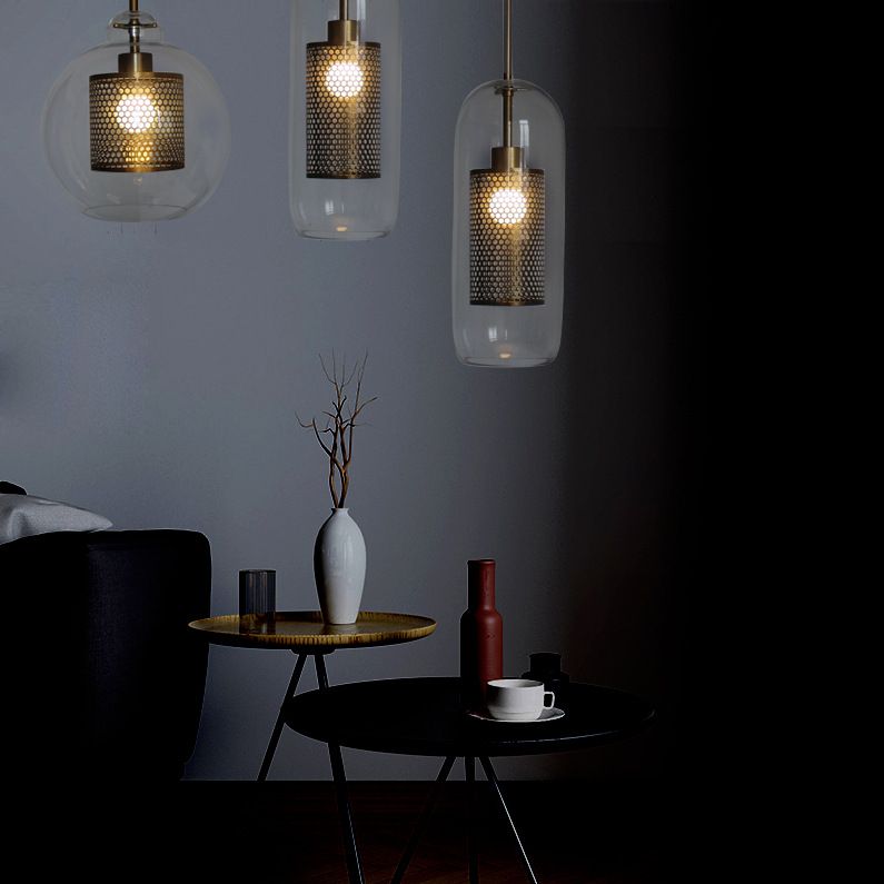 Glasschattierter Lichtkit zeitgenössischer Stil Bronze Anhänger Beleuchtung