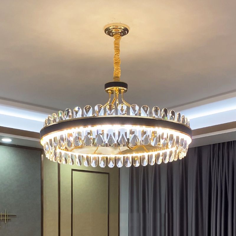 Éclairage de salle à manger moderne lustre circulaire suspendue suspendue cristal