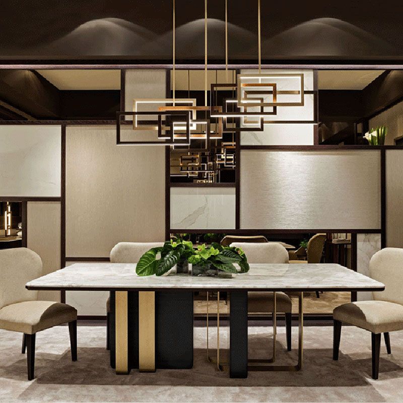 Faux Marble Dining Table Rectangle Dinner Table for Dining Room