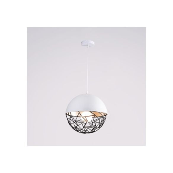 Diseño hueco Metal Sphere Pendse Light Fixture 1 Bulbo Contemporánea Luz suspendida en negro/negro