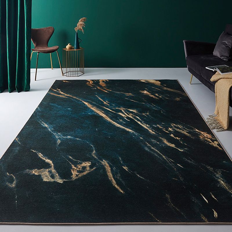 Yellow and Green Abstract Rug Chenille Modern Rug Pet Friendly Washable Non-Slip Area Rug for Living Room