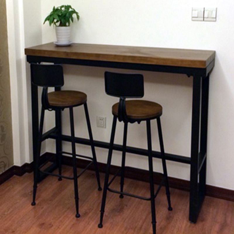 Industrial Metal Legs Indoor Bar Stool Black Base with Footrest