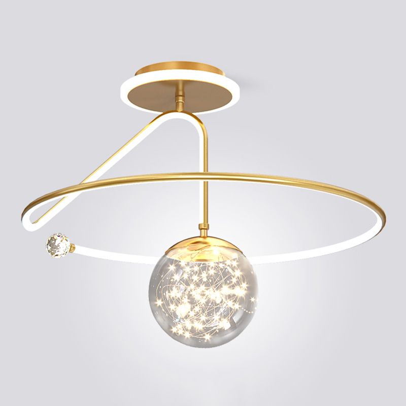 Ball Shape LED Ceiling Lamp Modern Iron 1 Light Flush Mount for Bedroom