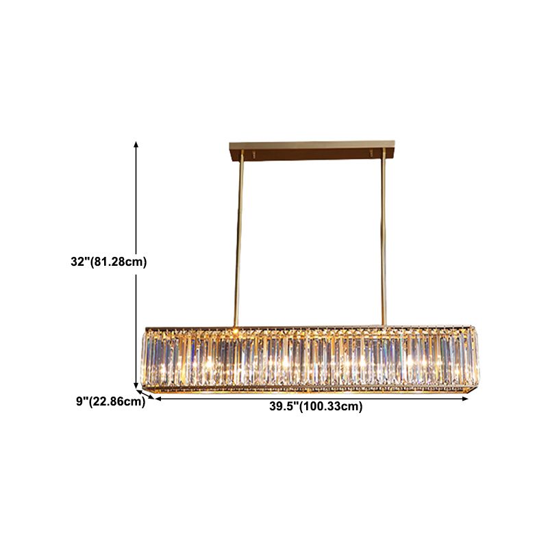 Modern Style Rectangle Shape Island Lights Crystal 3/4 Lights Pendant Light in Gold
