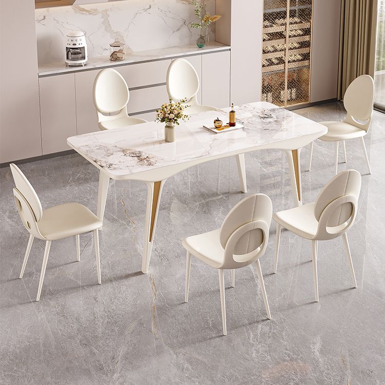 Contemporary White Rectangular Stone Dining Table for Dining Room
