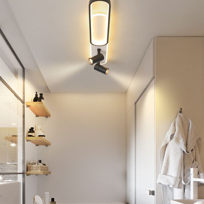 Lámpara de techo de metal de estilo moderno con montaje empotrado LED de pasillo oblongo y lámpara ajustable