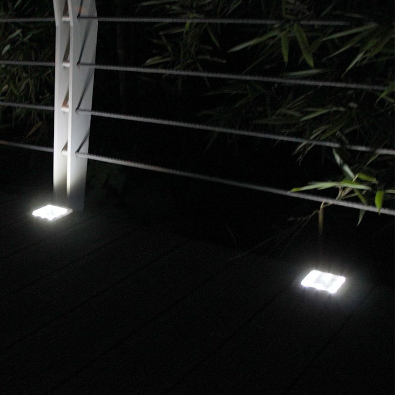 Square Shaped Metal LED Stake Light Modern Black Solar Buried Lighting for Pathway