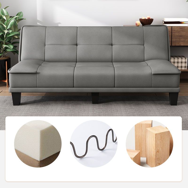 30.7" H Faux Leather Biscuit Back Armless Convertible Sleeper Sofa