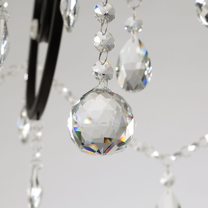 Countryside Candle Chandelier Black Pendant Lighting Fixtures for Living Room