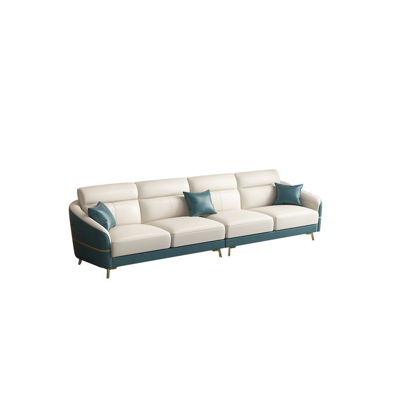 Genuine Leather Sloped Arms Sectional Sofa 36.22"High Cushion Back Sofa